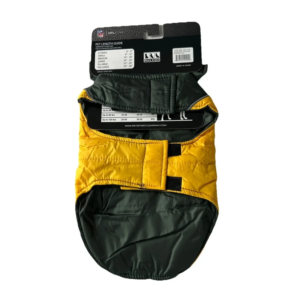 green bay packers Dog Cat Small Puffer Vest‎ Football